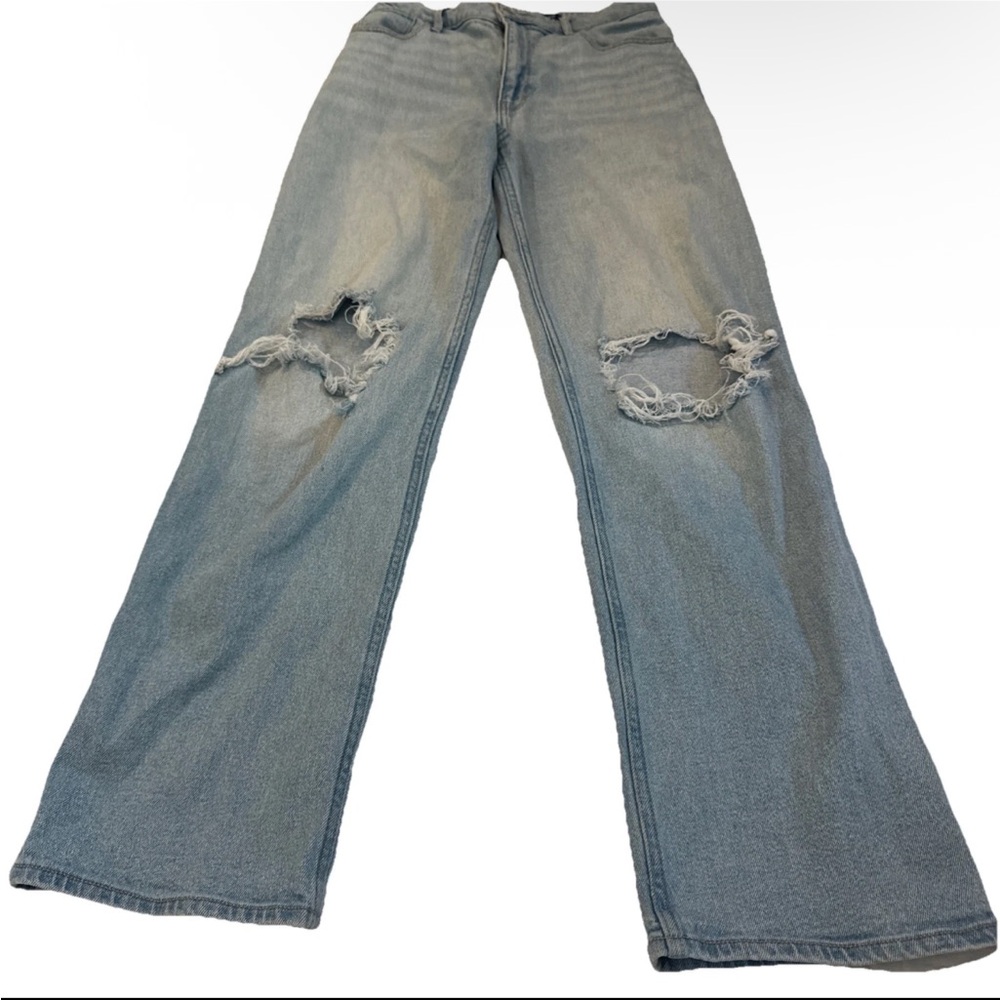 Hollister Ultra High Rise Dad Jeans Womens 5R 27x31 Blue Light Wash Denim Raw